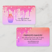 Cupcake Zuhause Bäckerei Konditorei Rosa Tropfen Visitenkarte (Vorne/Hinten)