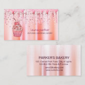 Cupcake Zuhause Bäckerei Konditorei Rose Gold Dril Visitenkarte (Vorne/Hinten)