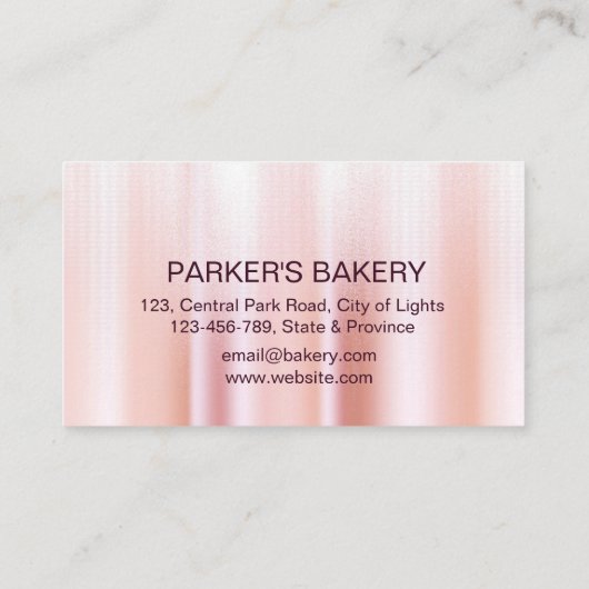 Cupcake Zuhause Bäckerei Konditorei Rose Gold Dril Visitenkarte (Rückseite)