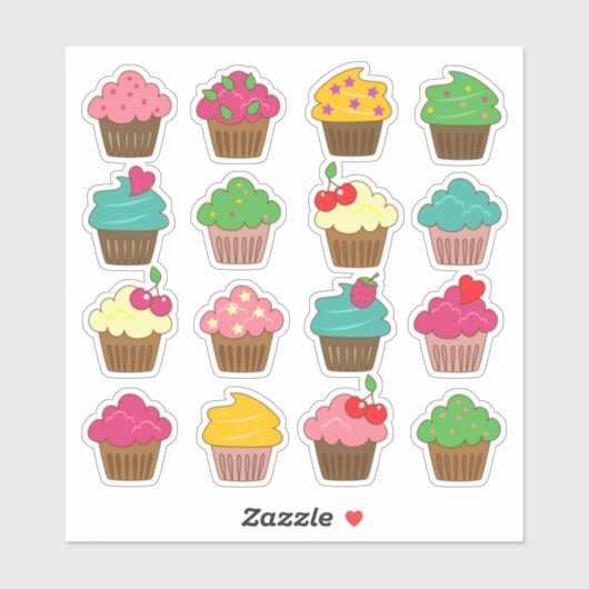 Cupcakes 2 Aufkleber (Blatt)