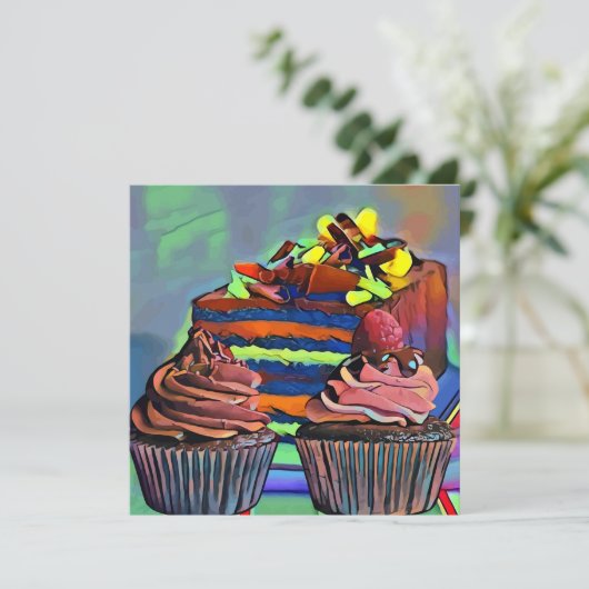 Cupcakes and cake Still life Abstract Art (Stehend Vorderseite)