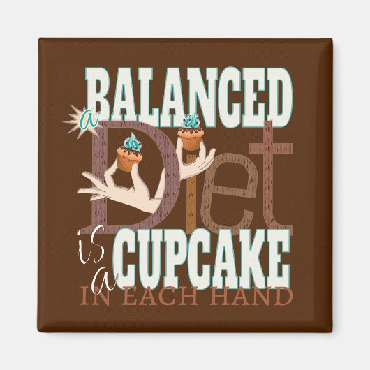 Cupcakes Ausgewogene Ernährung - Gesunder Spaß Magnet (Vorne)