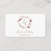 Cupcakes Backen Rose Gold Utensids Whisk Monogramm Visitenkarte (Vorderseite)