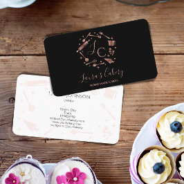 Cupcakes Backen Rose Gold Utensids Whisk Monogramm Visitenkarte