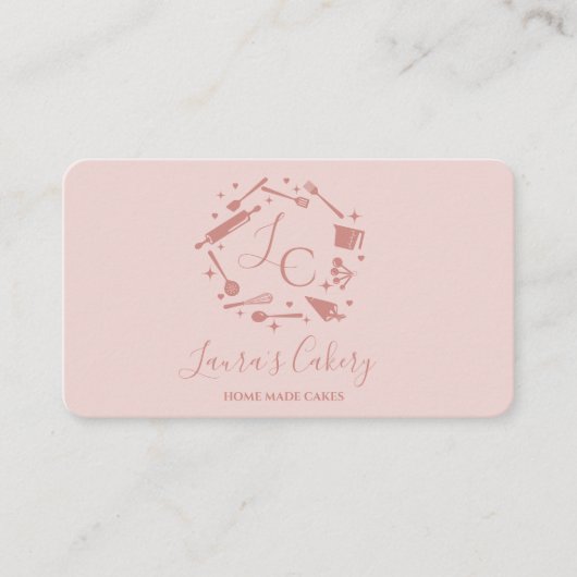 Cupcakes Backtools Utensik Whisk Monogramm Visitenkarte (Vorderseite)