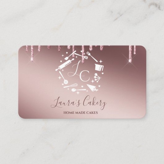 Cupcakes Backtools Utensik Whisk Monogramm Visitenkarte (Vorderseite)