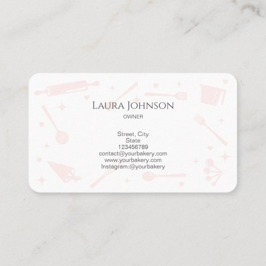 Cupcakes Backtools Utensik Whisk Monogramm Visitenkarte (Rückseite)