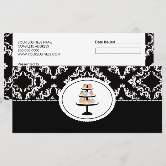 Cupcakes Bakery Boutique Style Geschenkgutscheine (Vorne/Hinten)