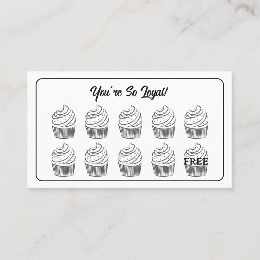 Cupcakes Bakery Coffee Shop Rewards Point Treuekarte (Rückseite)