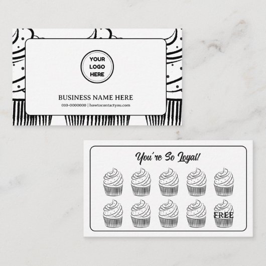 Cupcakes Bakery Coffee Shop Rewards Point Treuekarte (Vorne/Hinten)