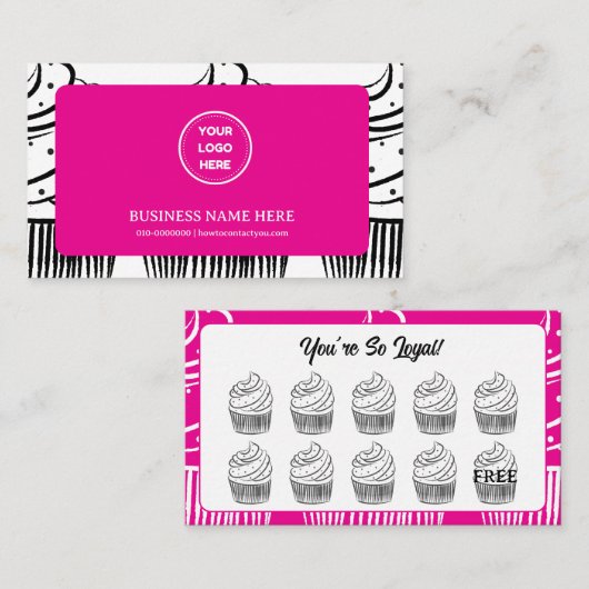 Cupcakes Bakery Coffee Shop Rewards Point Treuekarte (Vorne/Hinten)