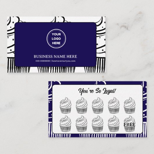 Cupcakes Bakery Coffee Shop Rewards Point Treuekarte (Vorne/Hinten)