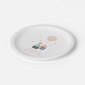 Cupcakes & Balloon | Imitate Glitzer Mädchen Gebur Pappteller (Schrägansicht)