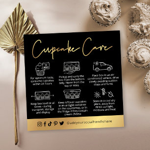 Cupcakes Betreuungsanleitungen Schwarzes & Gold-Lo Quadratische Visitenkarte