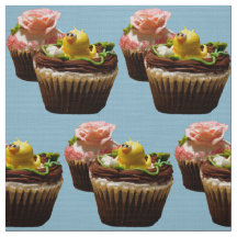 Cupcakes Bird & Rose Poly Weave Fabric