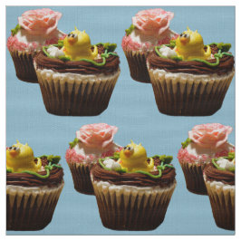 Cupcakes Bird & Rose Poly Weave Fabric Stoff