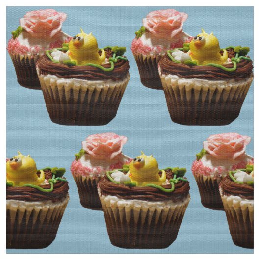 Cupcakes Bird & Rose Poly Weave Fabric Stoff (Muster)