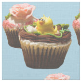 Cupcakes Bird & Rose Poly Weave Fabric Stoff (Nahaufnahme)