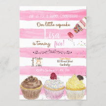 Cupcakes Birthday Invitation, Cupcakes Invitation,
