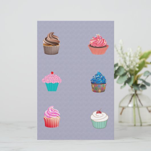 Cupcakes Briefpapier (Stehend Vorderseite)