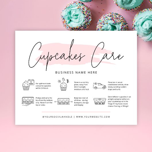 Cupcakes Care Instructions Bäckerei Guide Feminine Dankeskarte