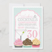 Cupcakes & Cocktails Erwachsene Einladung zum Gebu (Vorderseite)