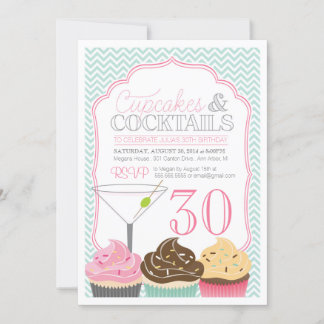 Cupcakes & Cocktails Erwachsene Einladung zum Gebu