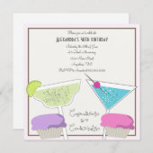 Cupcakes & Cocktails Geburtstagseinladung Einladung (Vorne/Hinten)