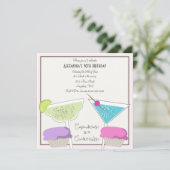 Cupcakes & Cocktails Geburtstagseinladung Einladung (Stehend Vorderseite)