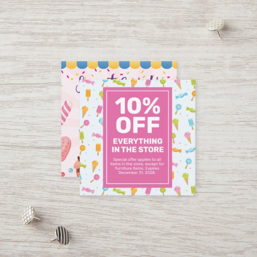 Cupcakes Discount Coupon Card (Vorderseite/Rückseite Beispiel)