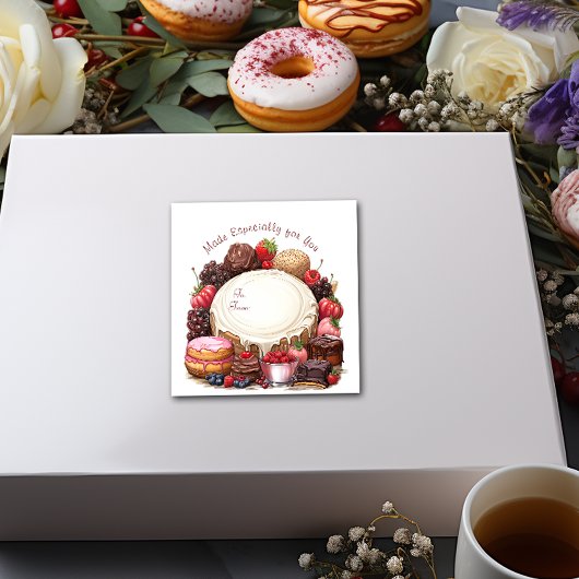 Cupcakes Donuts Brownies Candy Quadratischer Aufkleber