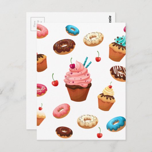 Cupcakes Donuts Postkarte (Vorne/Hinten)