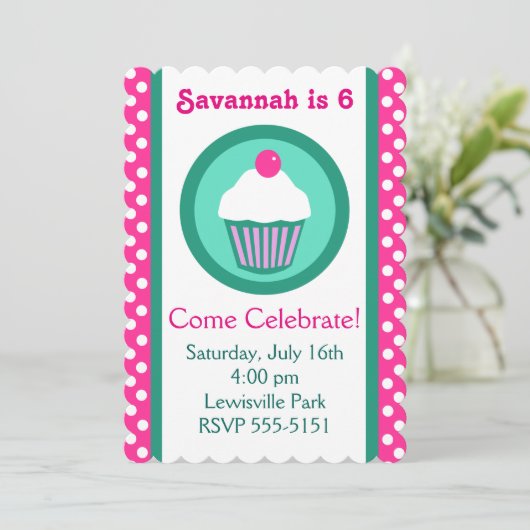 Cupcakes - Einladung zum Geburtstag (Stehend Vorderseite)