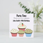 Cupcakes - Einladung zum Geburtstag (Stehend Vorderseite)