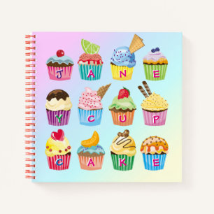 Cupcakes Fügen Sie Ihren Namen Monogram Muffin Ni Notizblock
