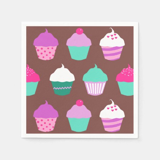 Cupcakes Geburtstagscocktail Serviette (Vorderseite)