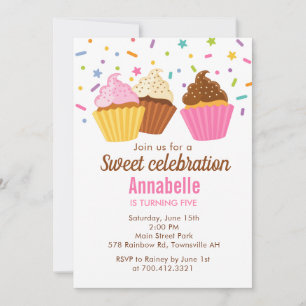 Cupcakes Geburtstagseinladung mit Streuseln Einladung