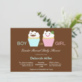 Cupcakes Gender Reveal Baby Dusche Einladung (Stehend Vorderseite)