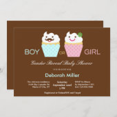 Cupcakes Gender Reveal Baby Dusche Einladung (Vorne/Hinten)