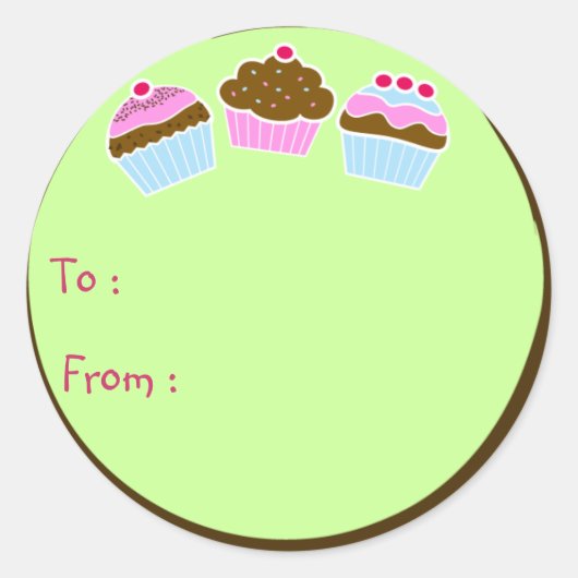 Cupcakes-Geschenkstift Runder Aufkleber (Vorderseite)