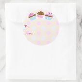 Cupcakes-Geschenkstift Runder Aufkleber (Tasche)