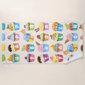 Cupcakes Glücklich Geburtstag Fügen Sie Ihren Name Strandtuch (Vorderseite)