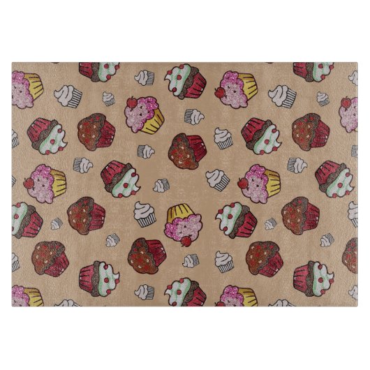 Cupcakes Graphic Background Schneidebrett (Vorderseite)