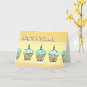 Cupcakes Happy Birthday Card Karte (Gelbe Blume)