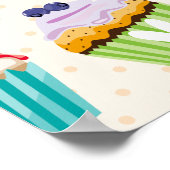 Cupcakes Happy Birthday Fügen Sie Ihren Namen Nied Poster (Ecke)