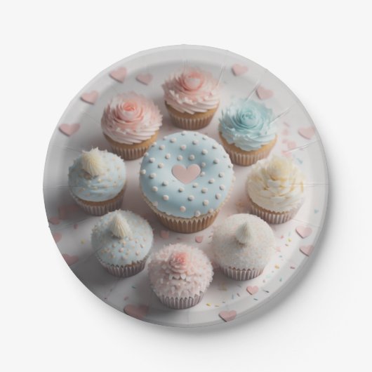 Cupcakes Herz Pappteller (Vorderseite)