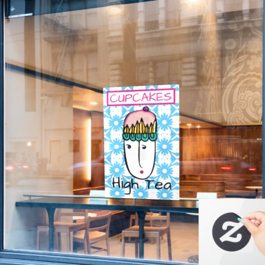 Cupcakes Hoher Tee Fensteraufkleber (Café-Fenster)