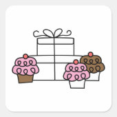 Cupcakes Illustration Square Sticker (Vorderseite)