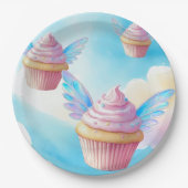 Cupcakes im Himmel fliegen Pappteller (Vorderseite)