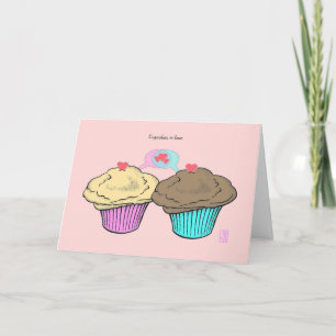 Cupcakes in Liebe CustardChocoPinkBlue Valentine Karte
